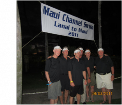Tom Dunne (left corner) with Seal Team that competed in the Maui Channel Swim in September, 2011
